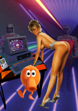 Lady Qbert plays Pacman